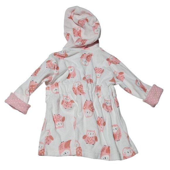 Carters Baby Pink Owl Hooded Bathrobe Size 0-9 Months Soft Terry Cloth Bath Cozy - Picture 2 of 6